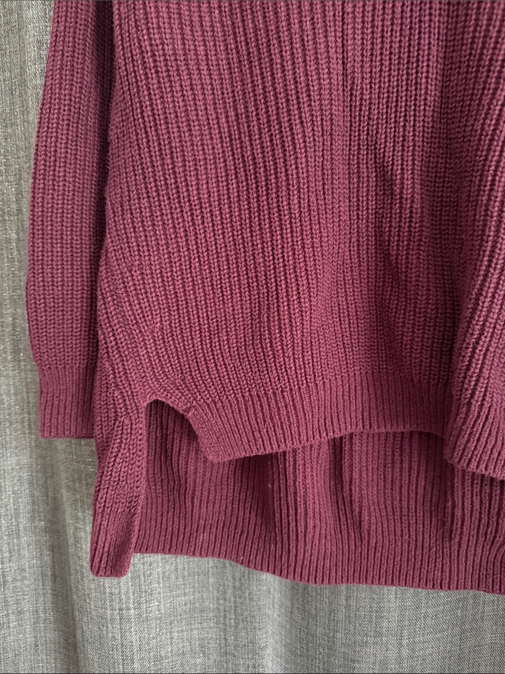 Express V-Neck Ribbed Sweater in Berry - Picture 3 of 4